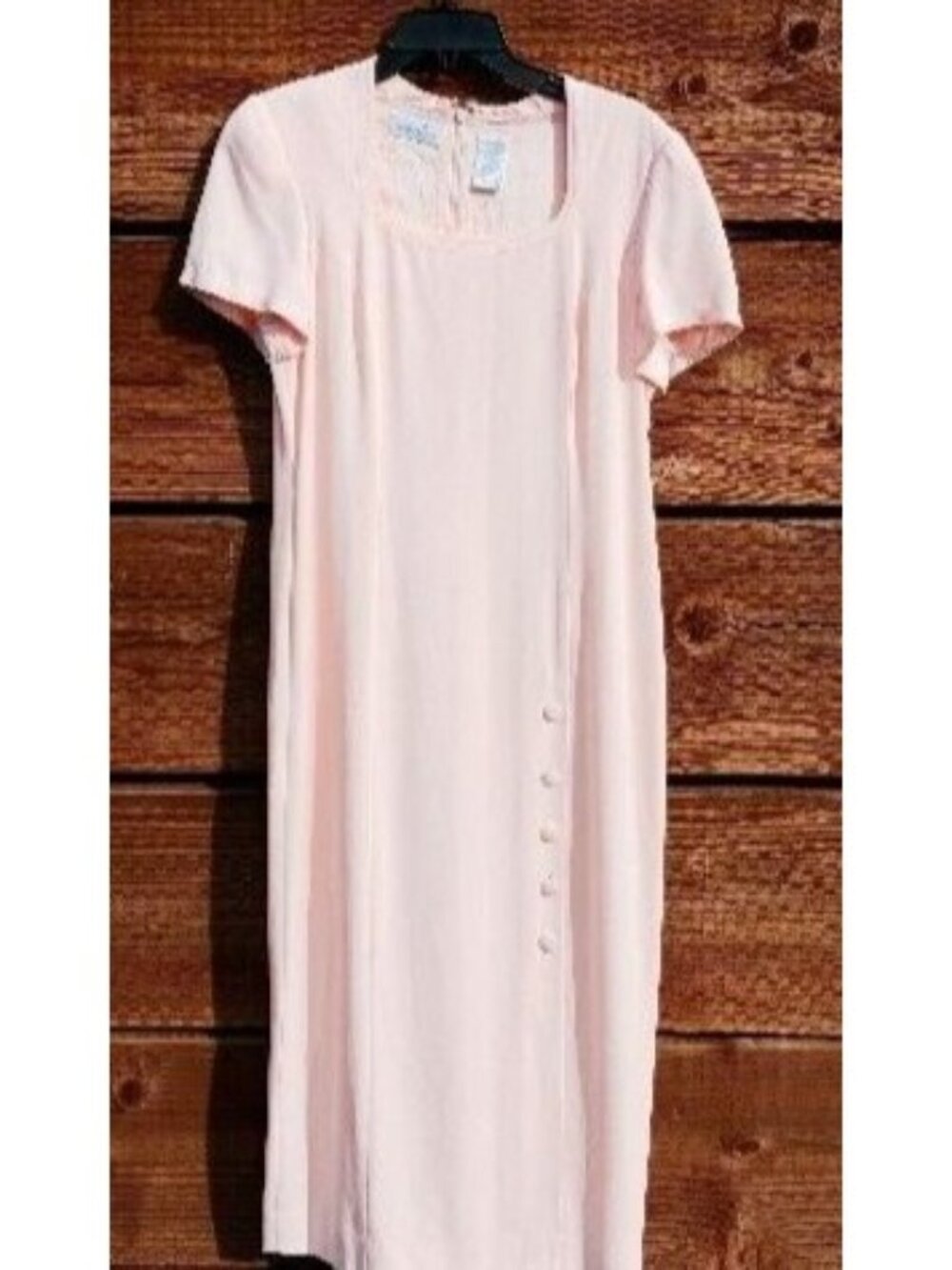 Liz Claiborne 80s Peach Dress 14P Long Pencil ShortSleeve Slit Lined Church #C30